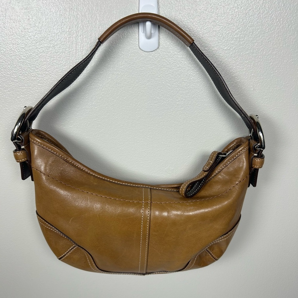 Vintage Coach Y2K Soho Hobo Carmel Brown Leather Mini bag #9541 - Picture 3 of 17